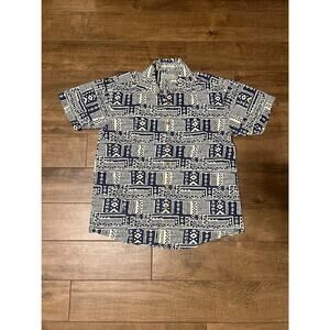 VTG Rare Orvis Men's Short Sleeve Button Up Front Shirt Size Large Blue White